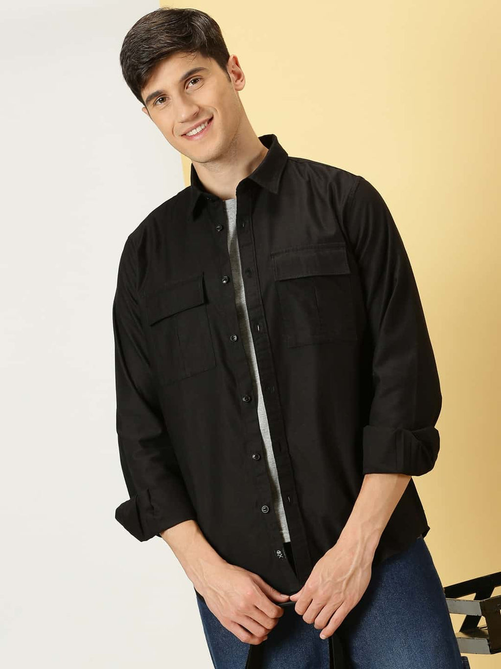 Thomas Scott Men Classic spread collar Long Sleeves Slim Fit Casual Cotton Shirt