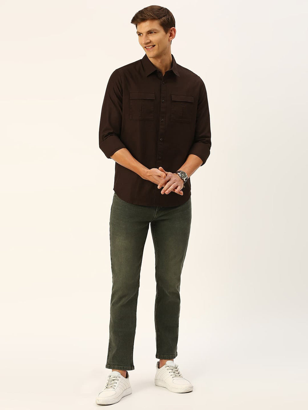 Thomas Scott Men Classic Slim Fit Twill Weave Pure Cotton Casual Shirt