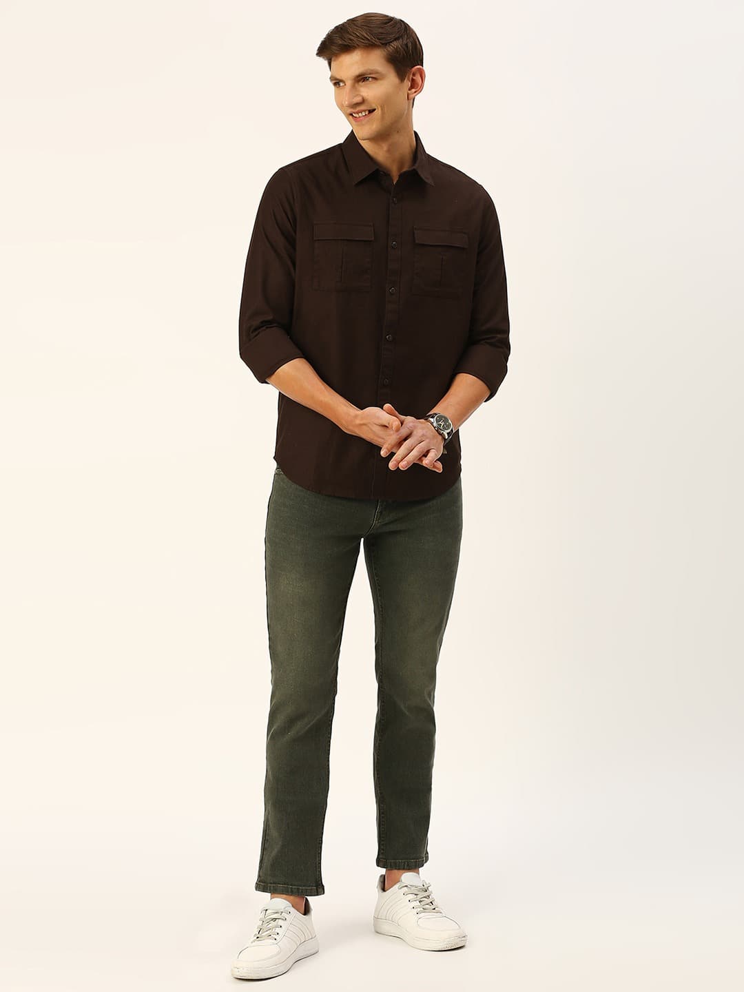 Thomas Scott Men Classic Slim Fit Twill Weave Pure Cotton Casual Shirt