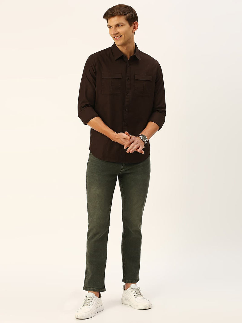Thomas Scott Men Classic Slim Fit Twill Weave Pure Cotton Casual Shirt
