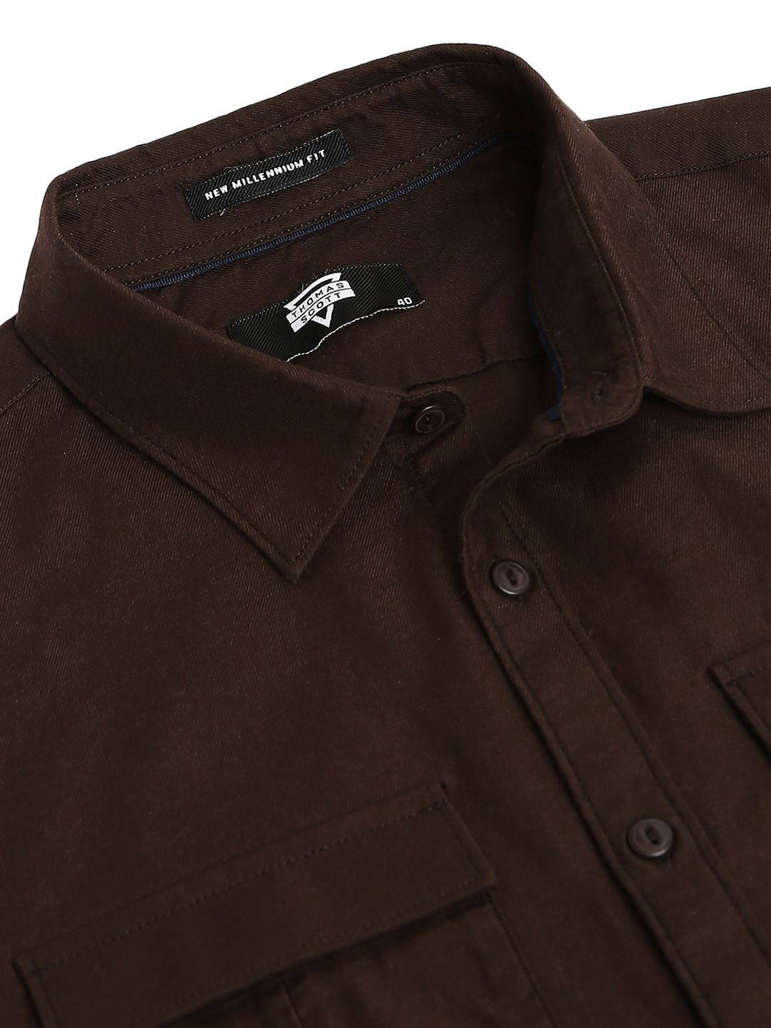 Thomas Scott Men Classic Slim Fit Twill Weave Pure Cotton Casual Shirt