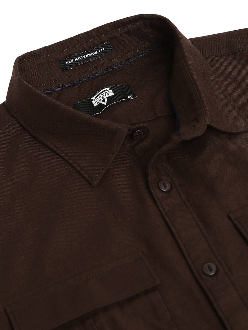 Thomas Scott Men Classic Slim Fit Twill Weave Pure Cotton Casual Shirt