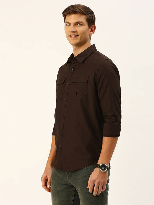 Thomas Scott Men Classic Slim Fit Twill Weave Pure Cotton Casual Shirt