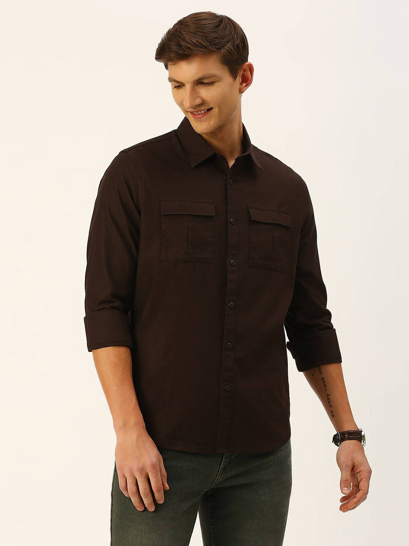 Thomas Scott Men Classic Slim Fit Twill Weave Pure Cotton Casual Shirt