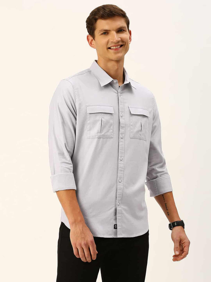 Thomas Scott Men Cotton Twill Classic Slim Fit Opaque Casual Shirt
