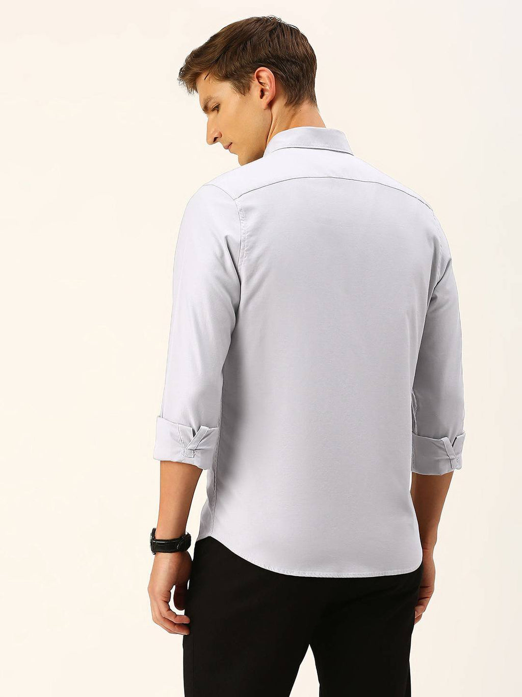Thomas Scott Men Cotton Twill Classic Slim Fit Opaque Casual Shirt