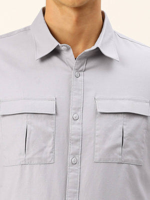 Thomas Scott Men Cotton Twill Classic Slim Fit Opaque Casual Shirt