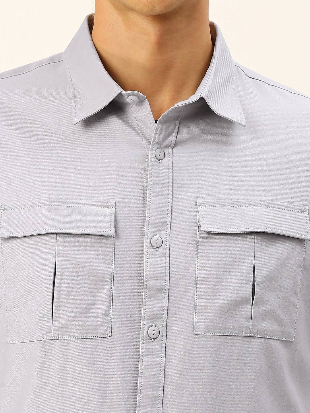 Thomas Scott Men Cotton Twill Classic Slim Fit Opaque Casual Shirt