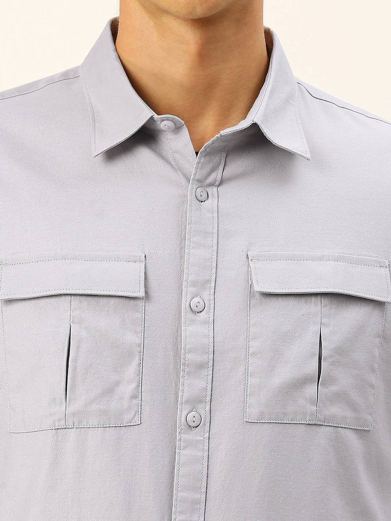 Thomas Scott Men Cotton Twill Classic Slim Fit Opaque Casual Shirt