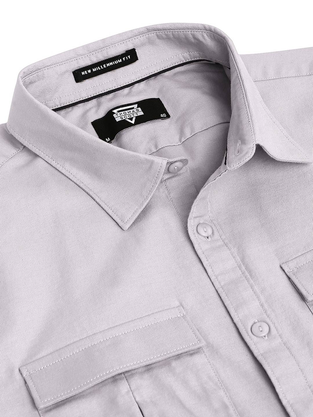 Thomas Scott Men Cotton Twill Classic Slim Fit Opaque Casual Shirt