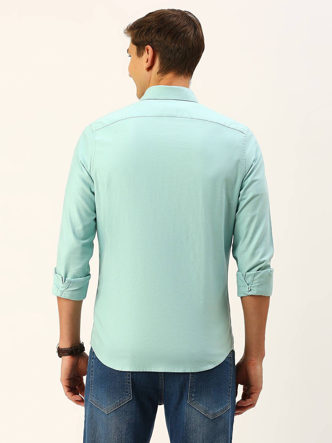 Thomas Scott Men Cotton Twill Classic Slim Fit Opaque Casual Shirt