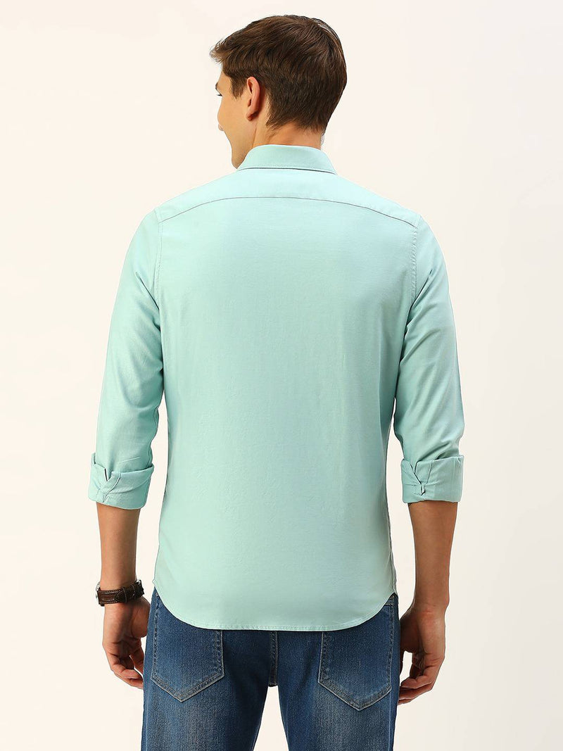 Thomas Scott Men Cotton Twill Classic Slim Fit Opaque Casual Shirt