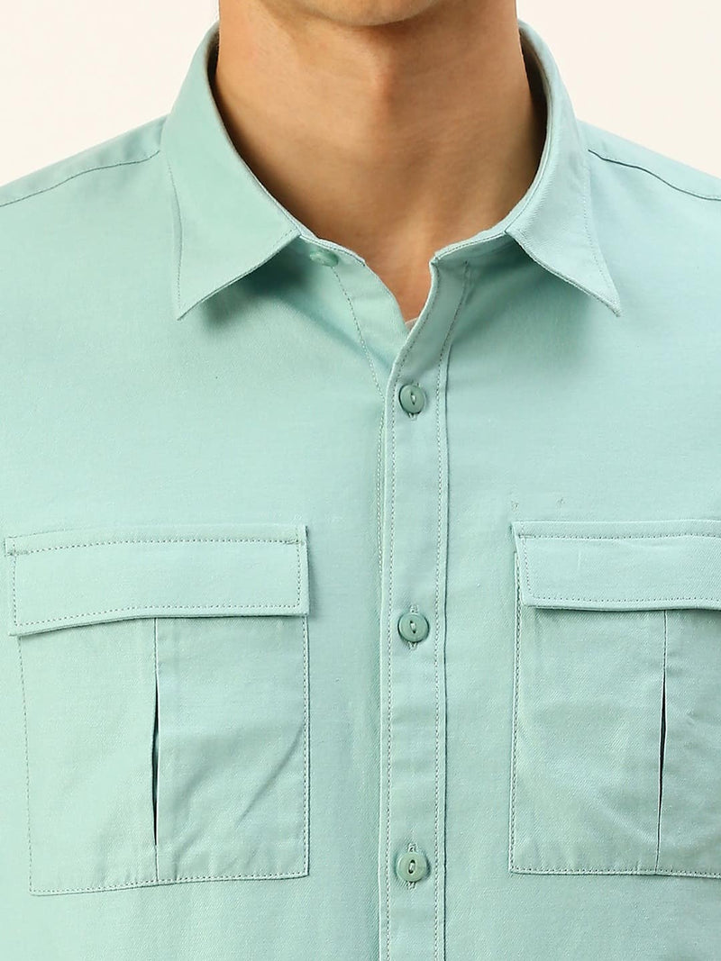 Thomas Scott Men Cotton Twill Classic Slim Fit Opaque Casual Shirt