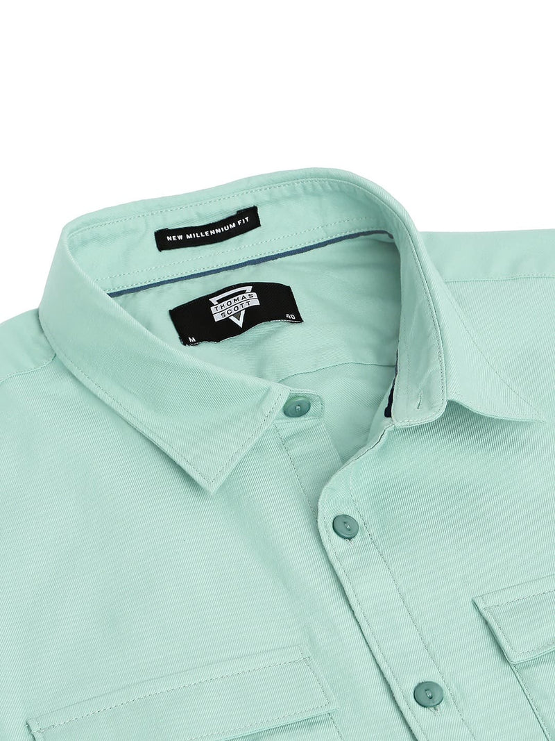 Thomas Scott Men Cotton Twill Classic Slim Fit Opaque Casual Shirt
