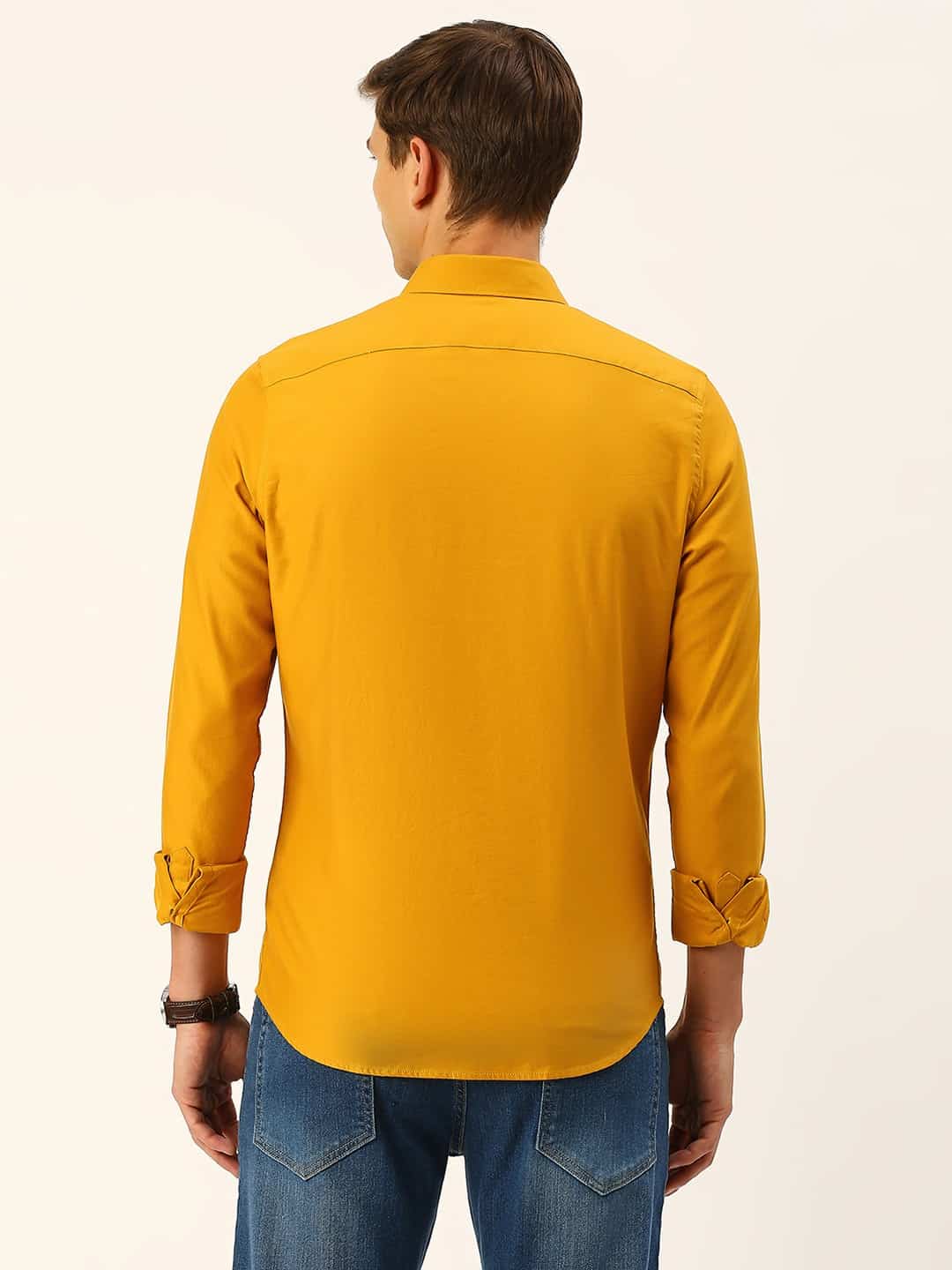 Thomas Scott Men Cotton Twill Classic Slim Fit Opaque Casual Shirt