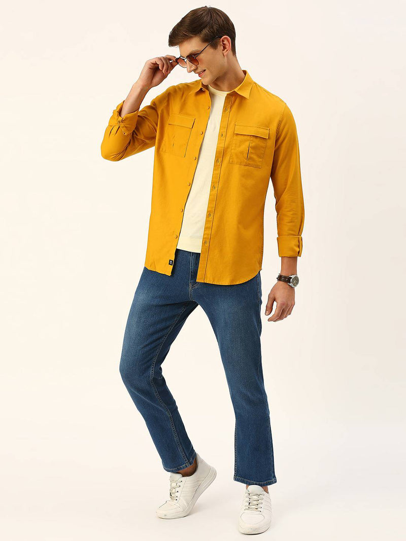 Thomas Scott Men Cotton Twill Classic Slim Fit Opaque Casual Shirt