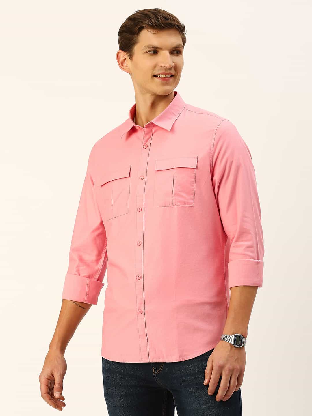 Thomas Scott Men Classic Slim Fit Twill Weave Pure Cotton Casual Shirt