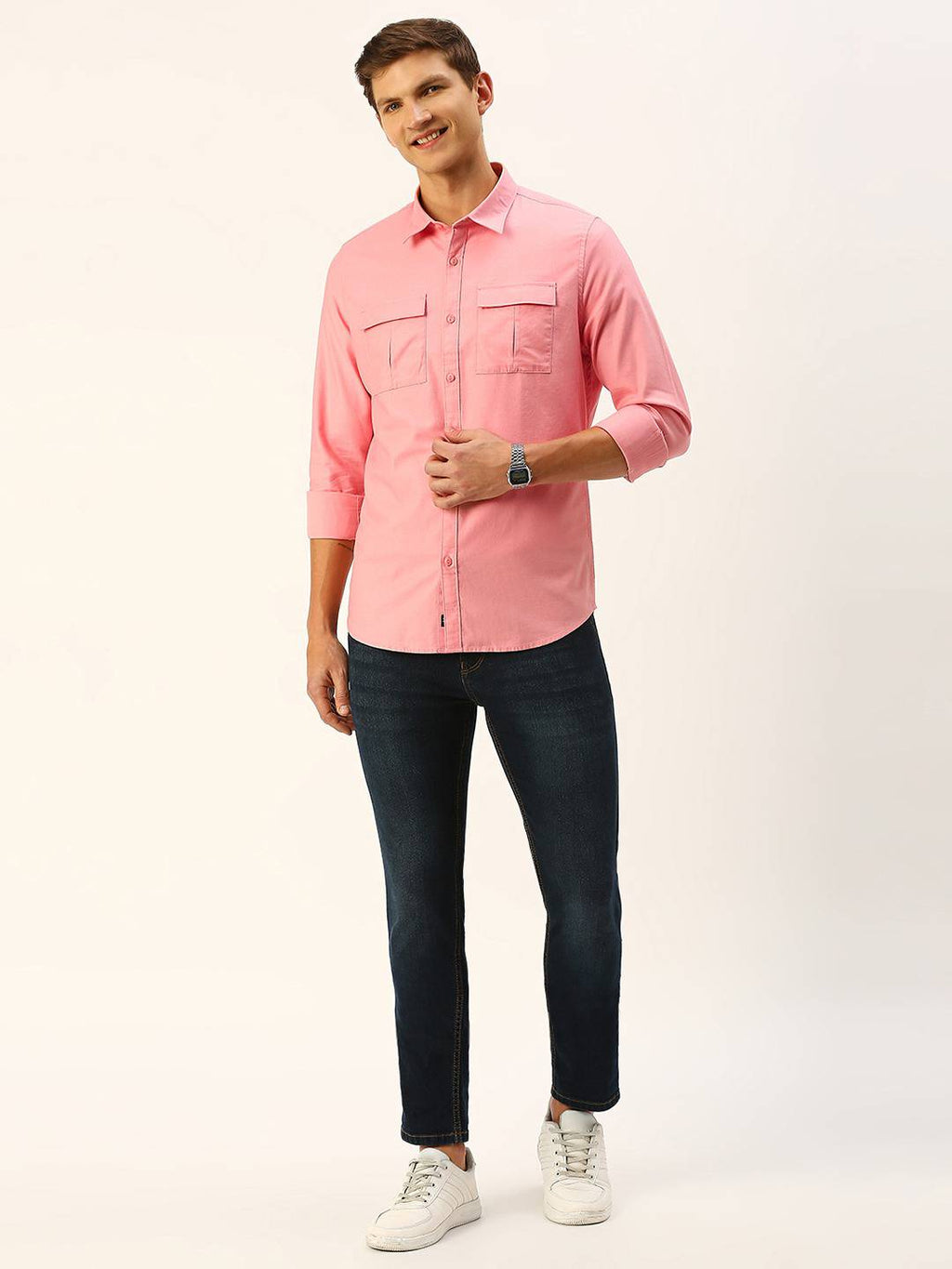 Thomas Scott Men Classic Slim Fit Twill Weave Pure Cotton Casual Shirt