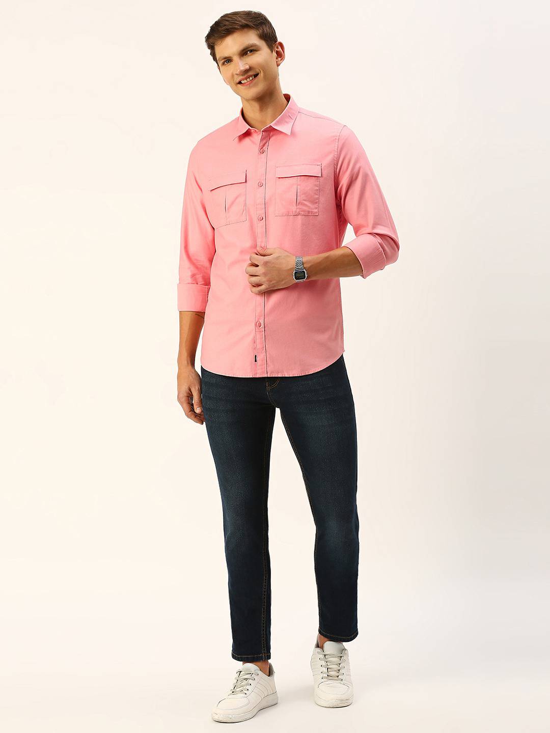 Thomas Scott Men Classic Slim Fit Twill Weave Pure Cotton Casual Shirt
