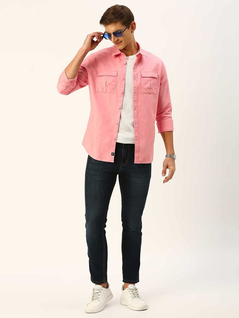 Thomas Scott Men Classic Slim Fit Twill Weave Pure Cotton Casual Shirt