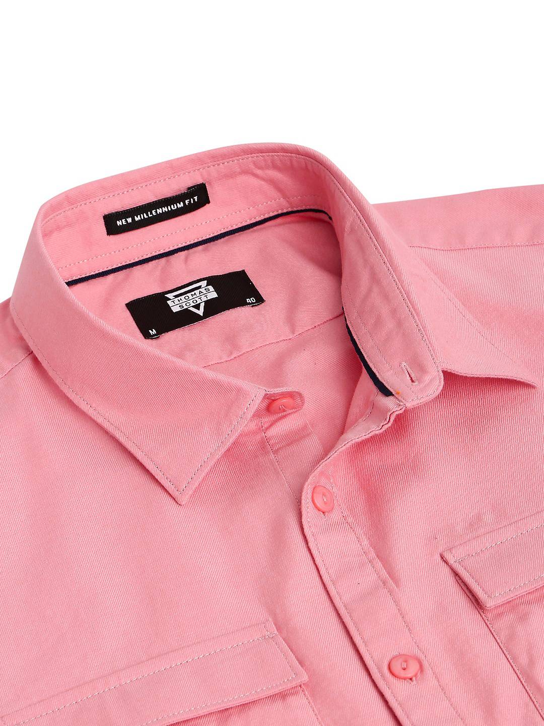 Thomas Scott Men Classic Slim Fit Twill Weave Pure Cotton Casual Shirt