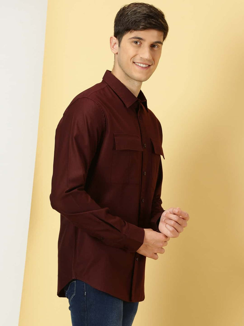 Thomas Scott Men Classic spread collar Long Sleeves Slim Fit Casual Cotton Shirt