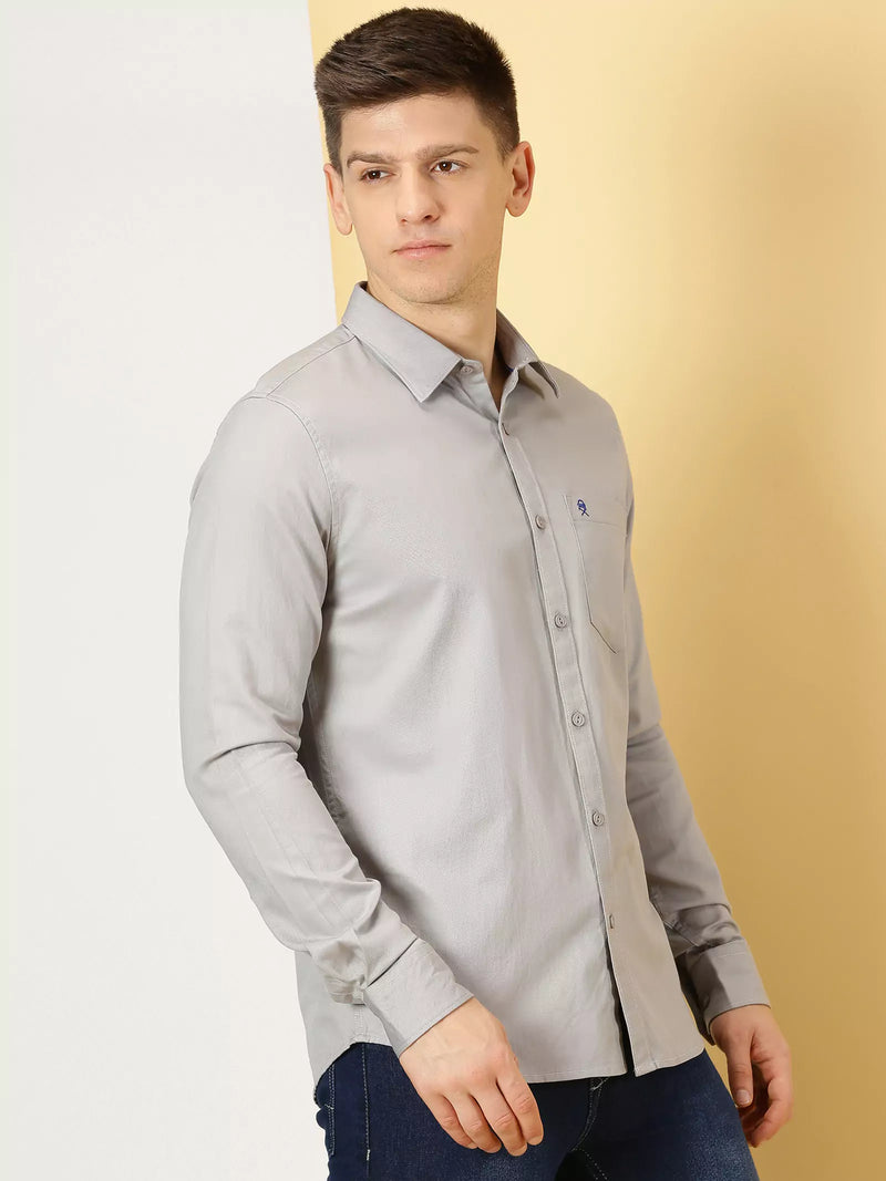 Thomas Scott Men Standard Spread Collar Long Sleeves Cotton Slim Fit Casual Shirt