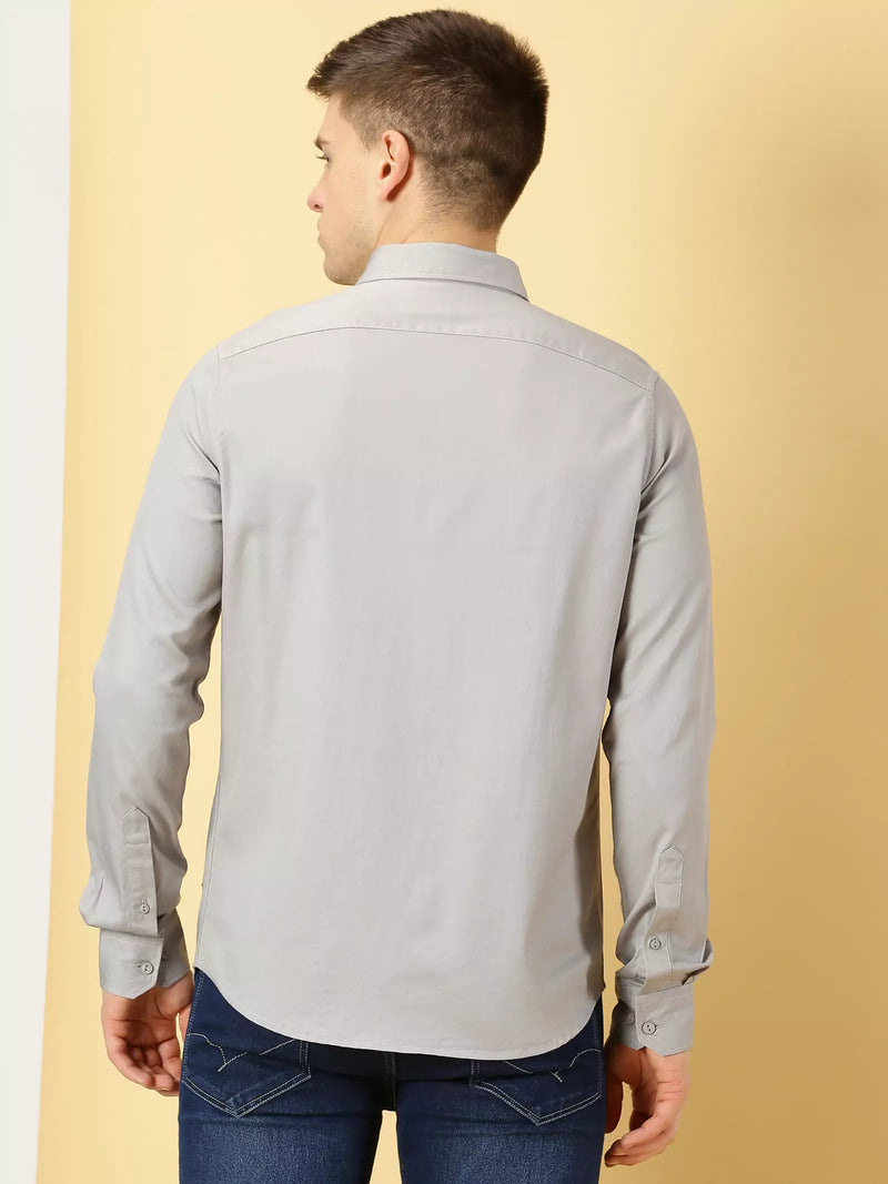 Thomas Scott Men Standard Spread Collar Long Sleeves Cotton Slim Fit Casual Shirt