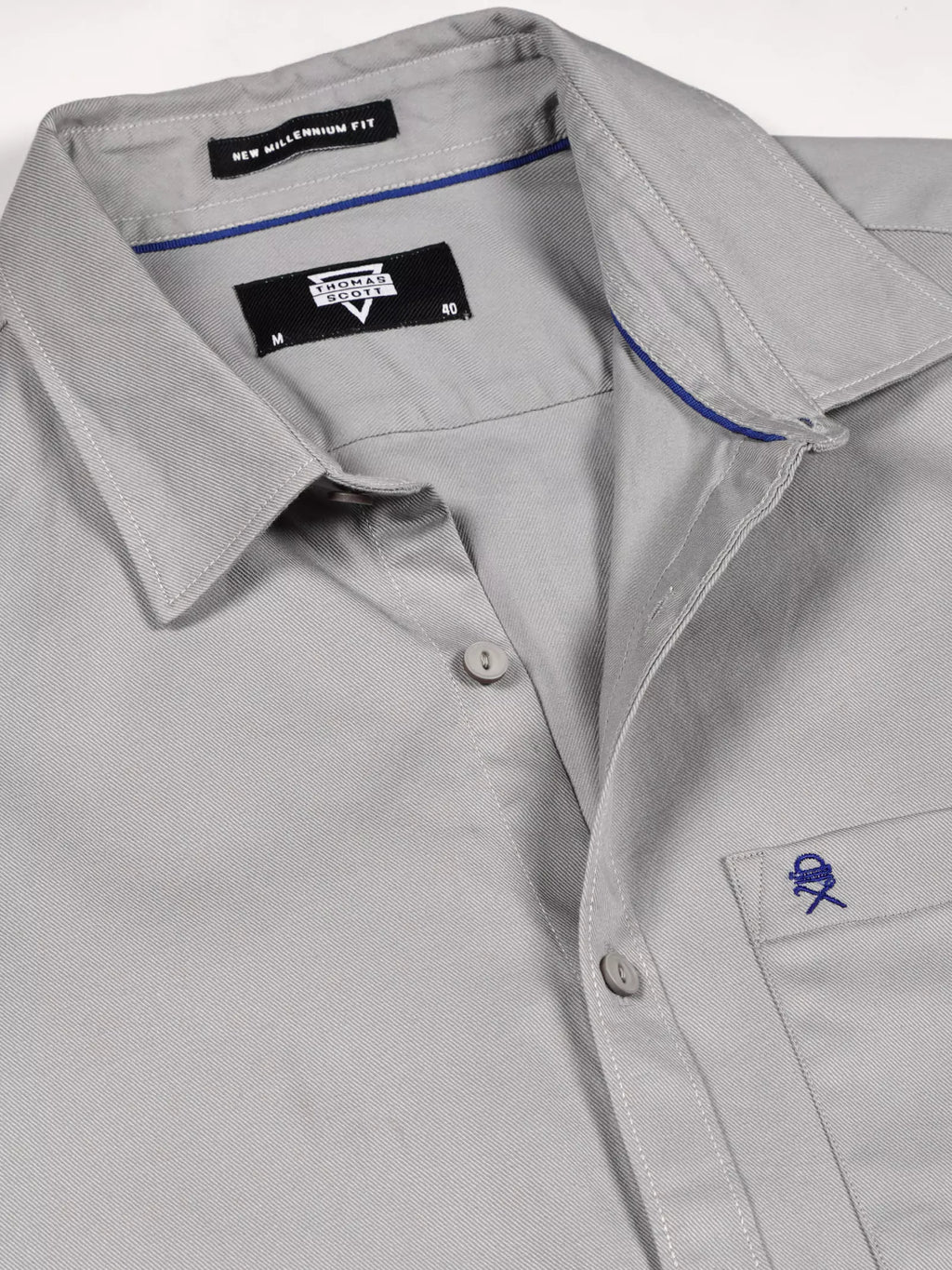 Thomas Scott Men Standard Spread Collar Long Sleeves Cotton Slim Fit Casual Shirt