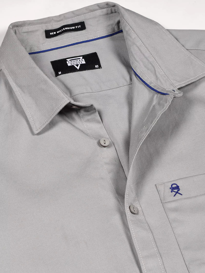 Thomas Scott Men Standard Spread Collar Long Sleeves Cotton Slim Fit Casual Shirt