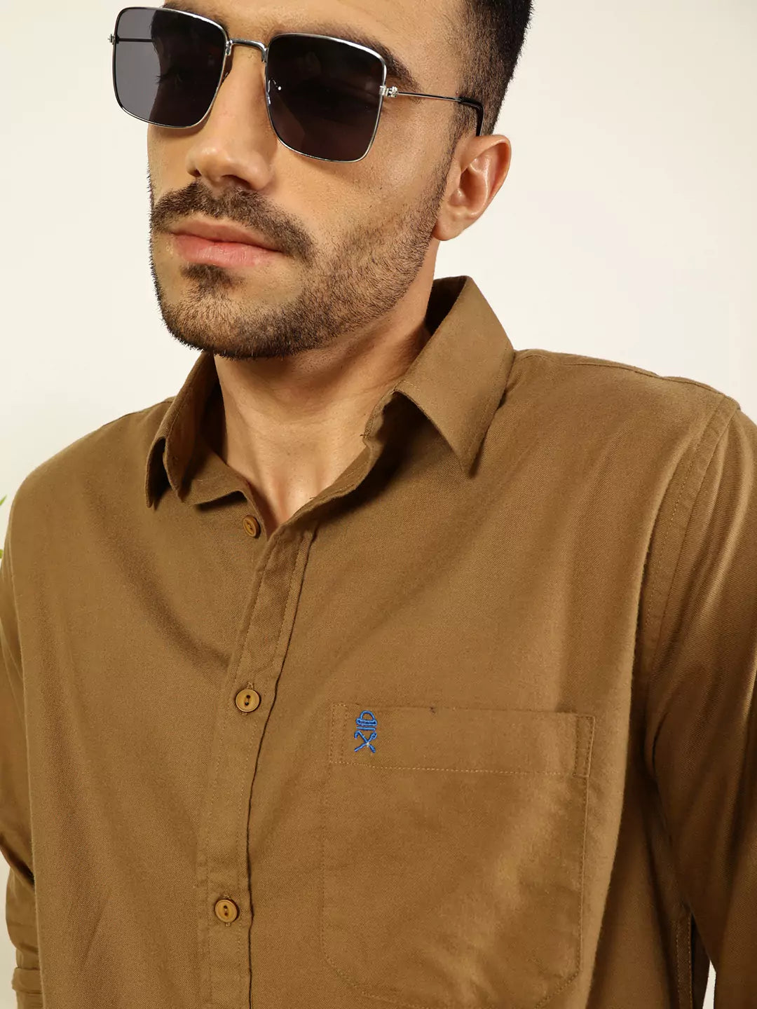 Thomas Scott Men Premium Spread Collar Solid Cotton Slim Fit Casual Shirt
