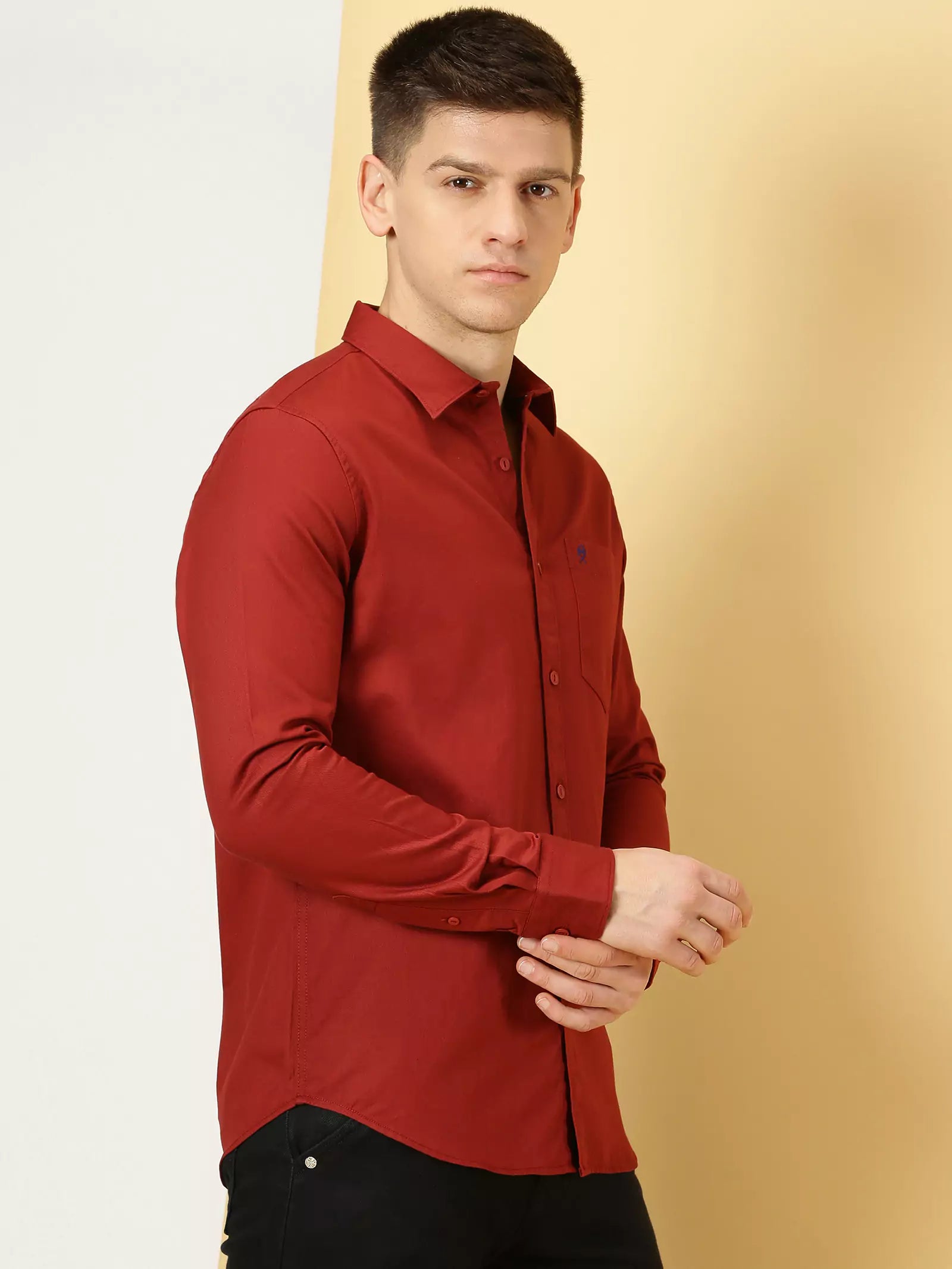 Thomas Scott Men Standard Slim Fit Flannel Weave Pure Cotton Casual Shirt