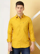 Mustard Solid Cotton Shirt For Men