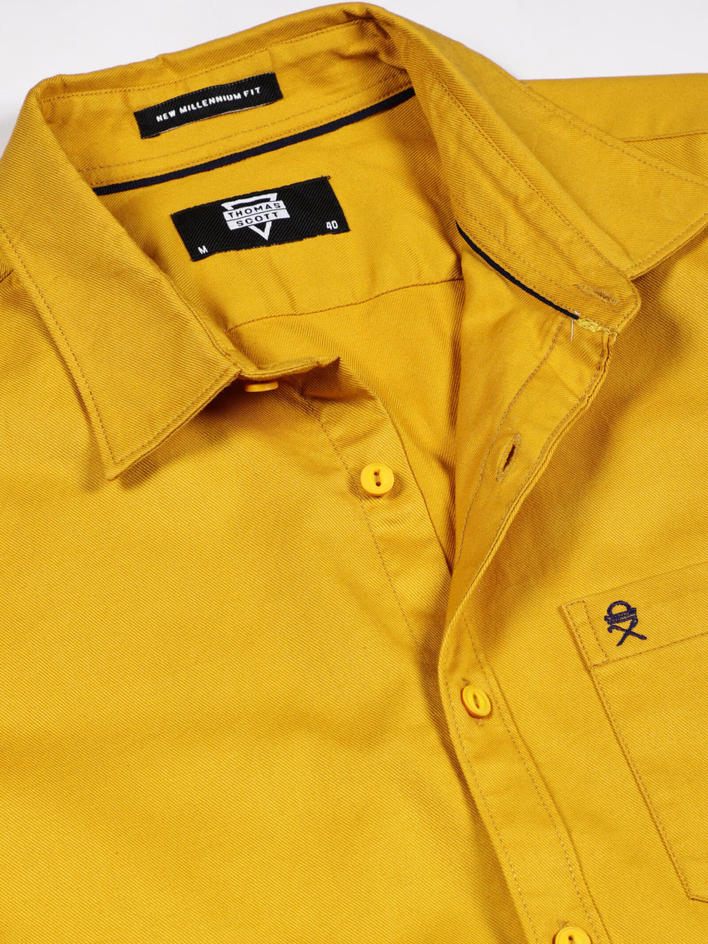 Men Mustard Solid Cotton Shirt