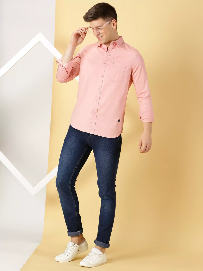 Thomas Scott Men Standard Slim Fit Flannel Weave Pure Cotton Casual Shirt