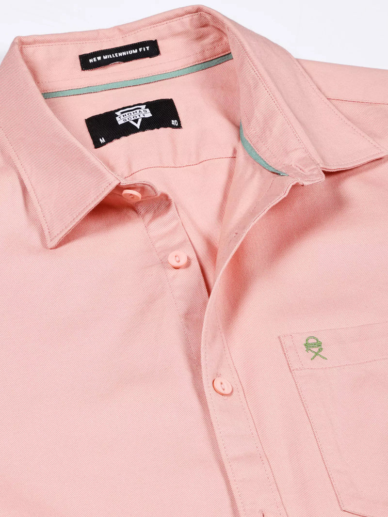 Thomas Scott Men Standard Slim Fit Flannel Weave Pure Cotton Casual Shirt