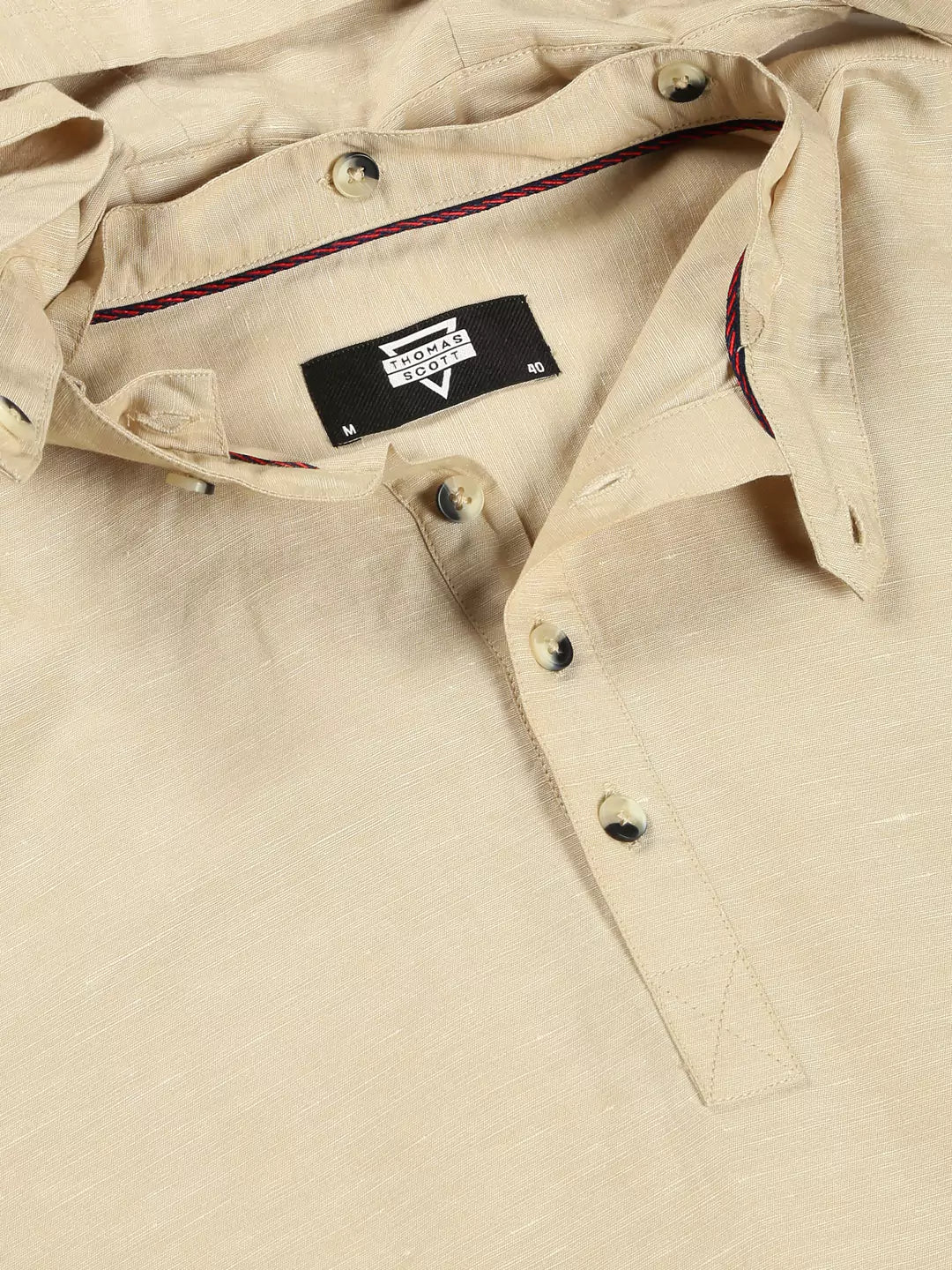 Thomas Scott Men Cotton-Linen Hooded Slim Fit Shirt