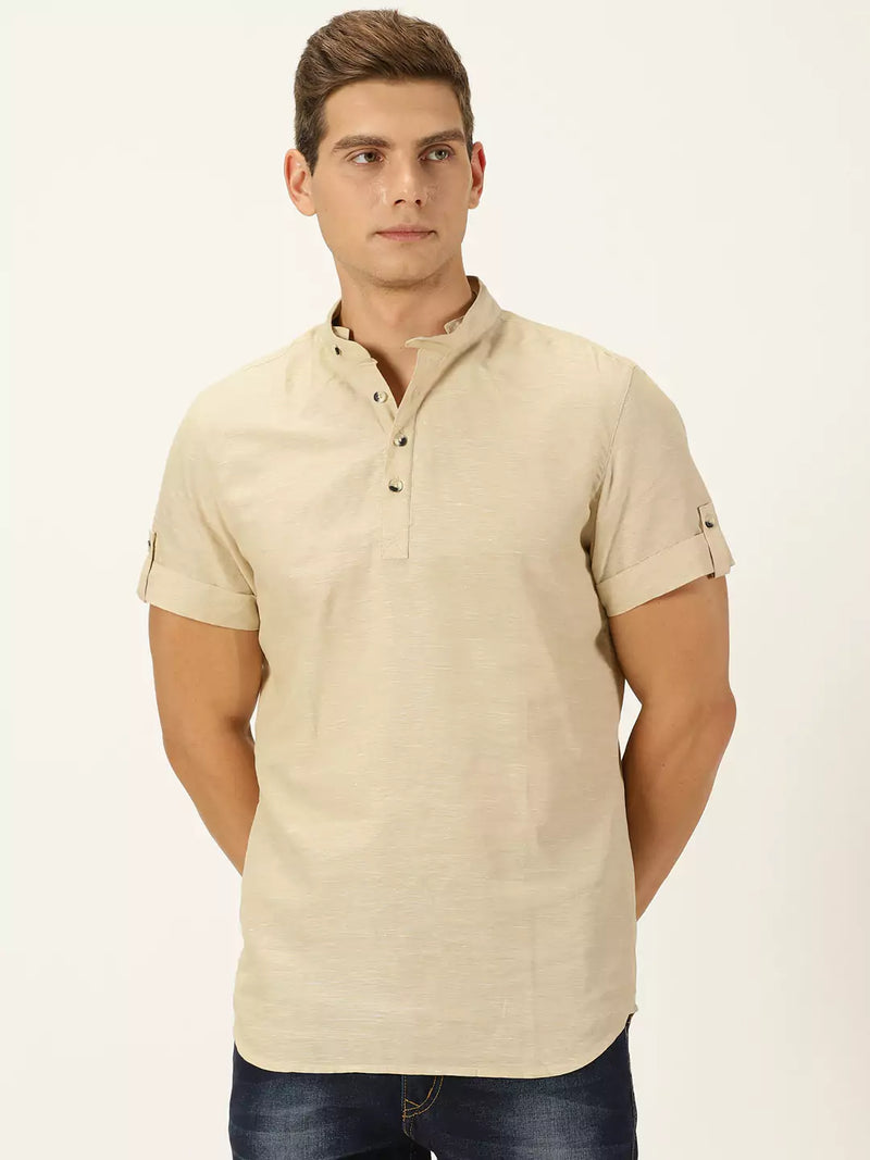 Thomas Scott Men Cotton-Linen Hooded Slim Fit Shirt