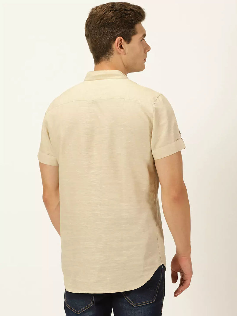 Thomas Scott Men Cotton-Linen Hooded Slim Fit Shirt