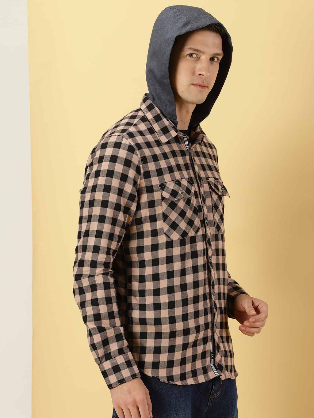 Thomas Scott Men Smart Slim Fit Gingham Checked Flannel Casual Shirt