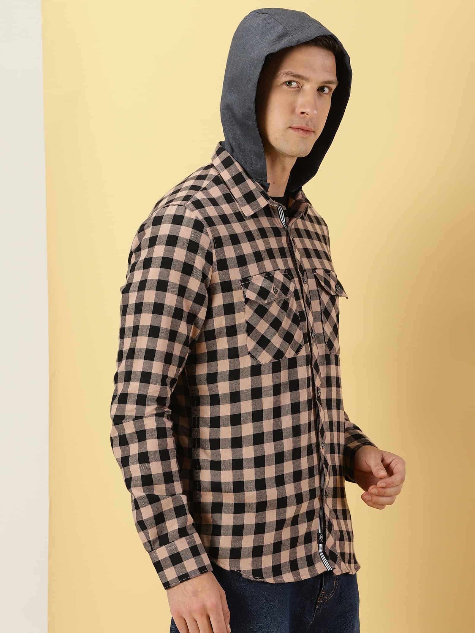Thomas Scott Men Smart Slim Fit Gingham Checked Flannel Casual Shirt