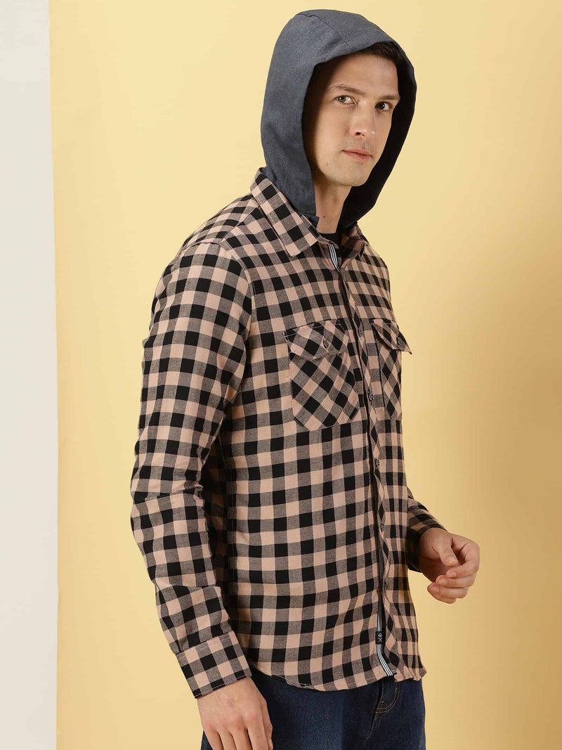 Thomas Scott Men Smart Slim Fit Gingham Checked Flannel Casual Shirt