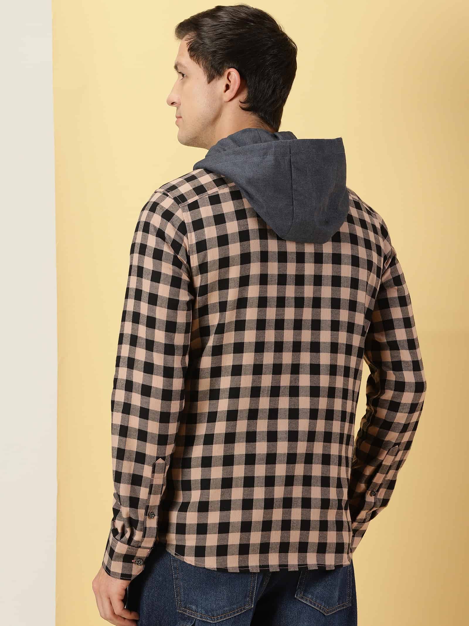 Thomas Scott Men Smart Slim Fit Gingham Checked Flannel Casual Shirt