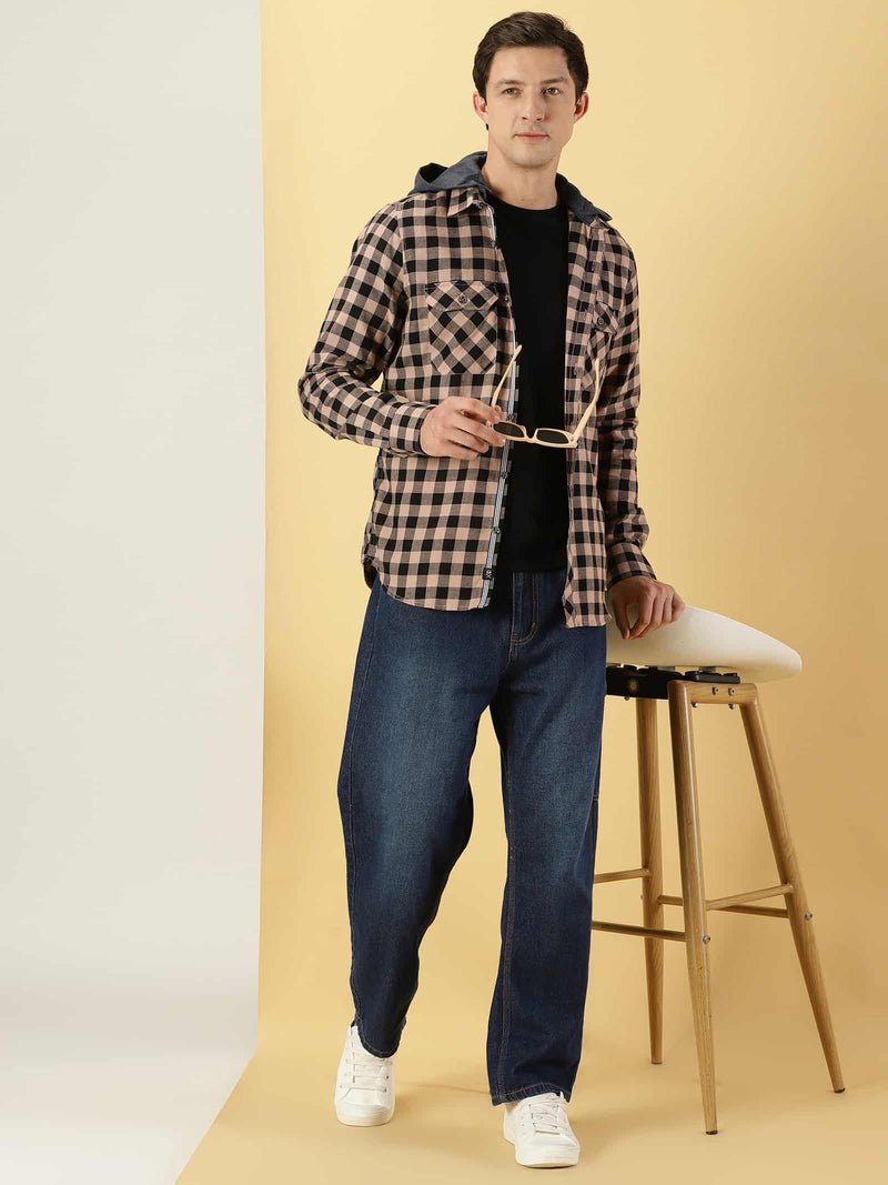 Thomas Scott Men Smart Slim Fit Gingham Checked Flannel Casual Shirt