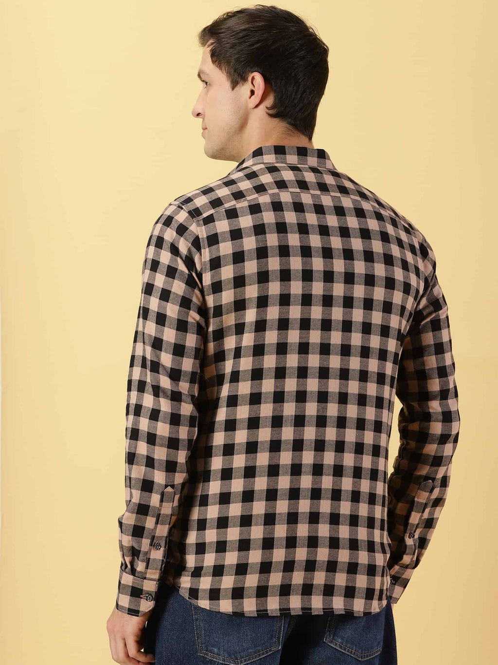 Thomas Scott Men Smart Slim Fit Gingham Checked Flannel Casual Shirt