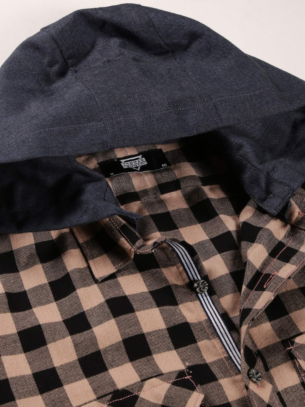 Thomas Scott Men Smart Slim Fit Gingham Checked Flannel Casual Shirt