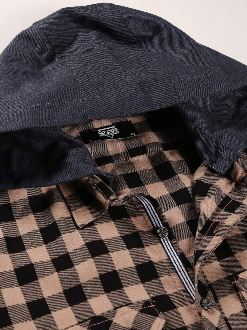 Thomas Scott Men Smart Slim Fit Gingham Checked Flannel Casual Shirt