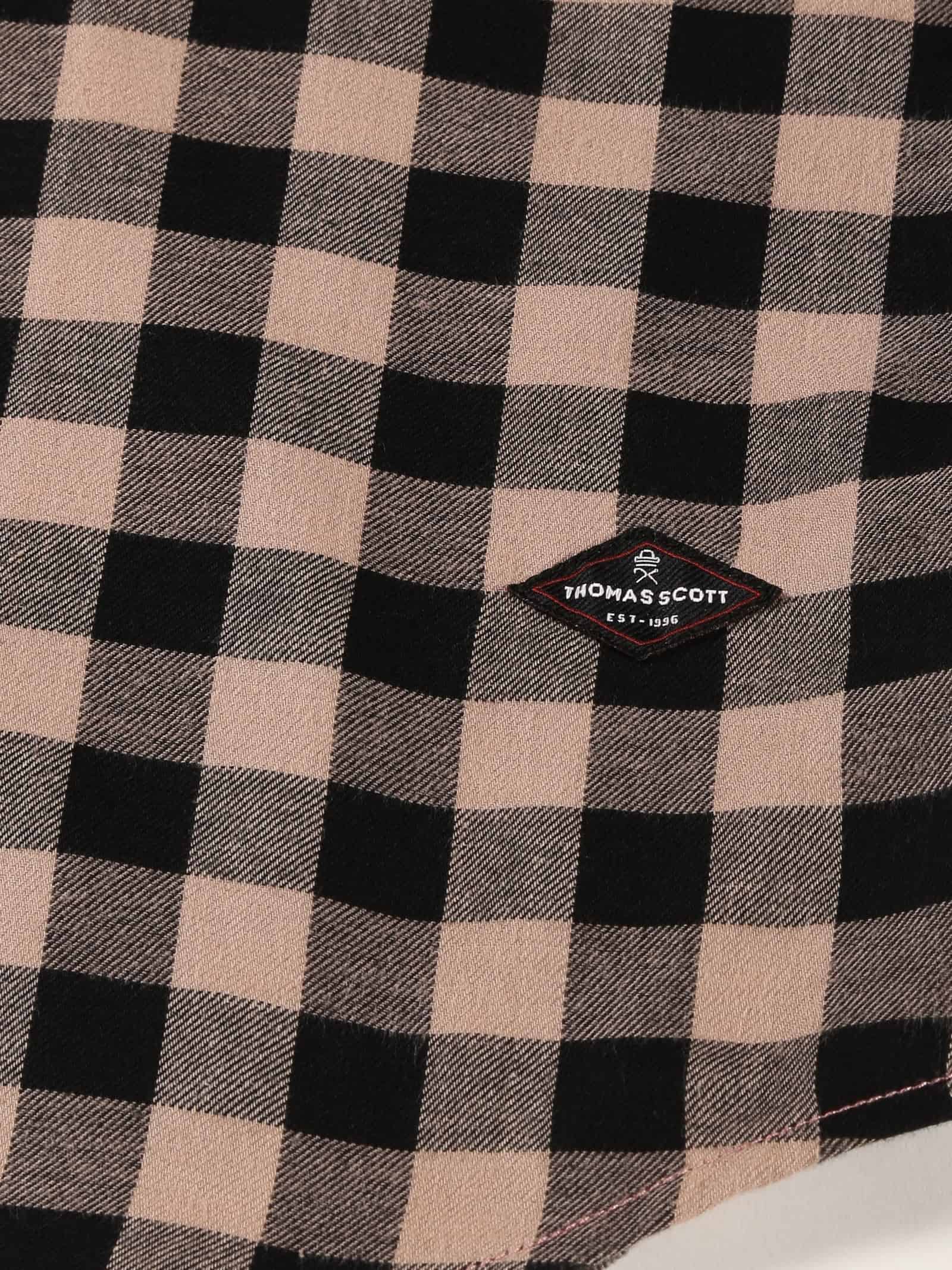Thomas Scott Men Smart Slim Fit Gingham Checked Flannel Casual Shirt