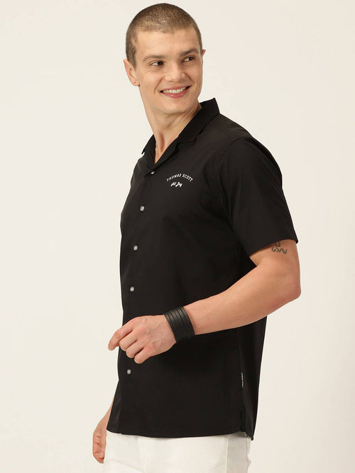 Thomas Scott Men Classic Slim Fit Cuban Collar Casual Shirt