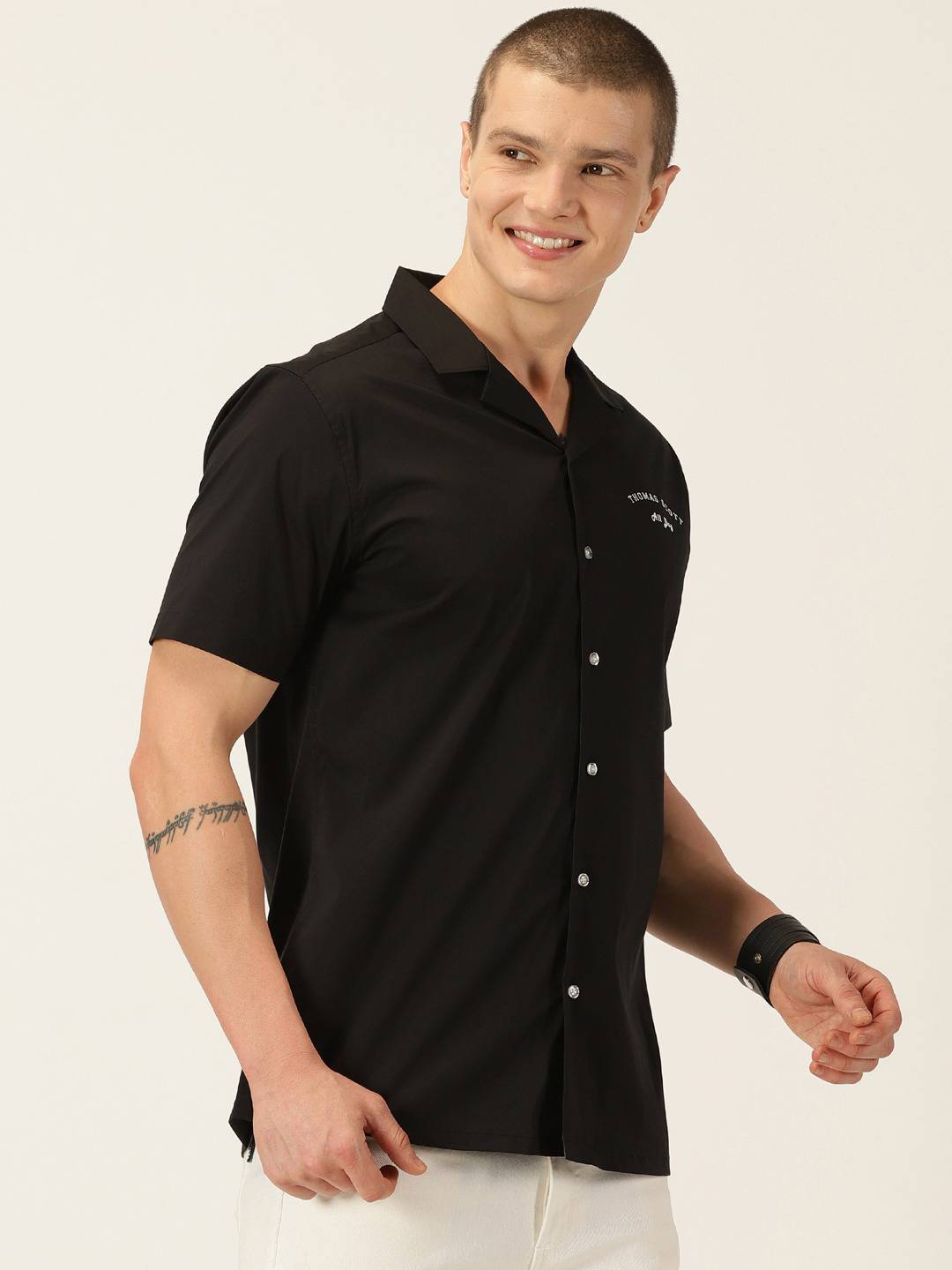 Thomas Scott Men Classic Slim Fit Cuban Collar Casual Shirt